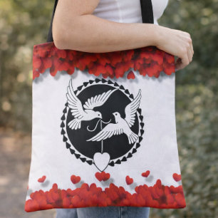 Bolsa Tote Silhueta Romântica Dói Corações Glamóricos Casais