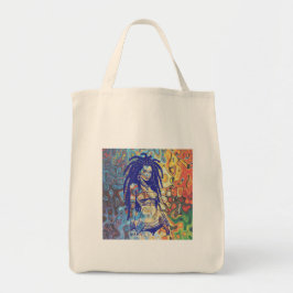 Bolsa Tote Silhueta velha de uma mulher com dreadlocks.