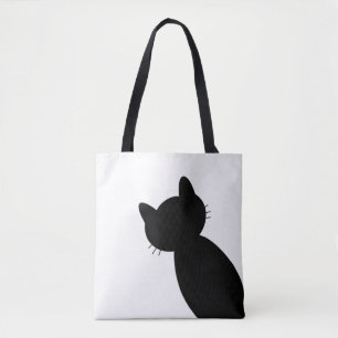 Bolsa Tote Silhuette de Gato Preto e Branco