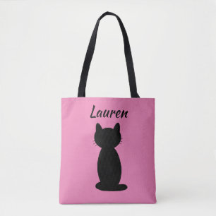Bolsa Tote Silhuette de Gato Preto Personalizado 