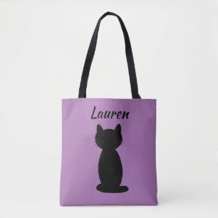 Bolsa Tote Silhuette de Gato Preto Personalizado