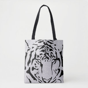Bolsa Tote Silhuette de Tigre Preto e Branco