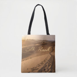Bolsa Tote Silk Road Desert Landscape Typography Art