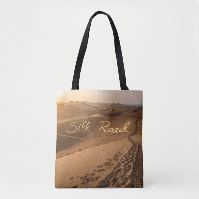 Bolsa Tote Silk Road Desert Landscape Typography Art (Frente)