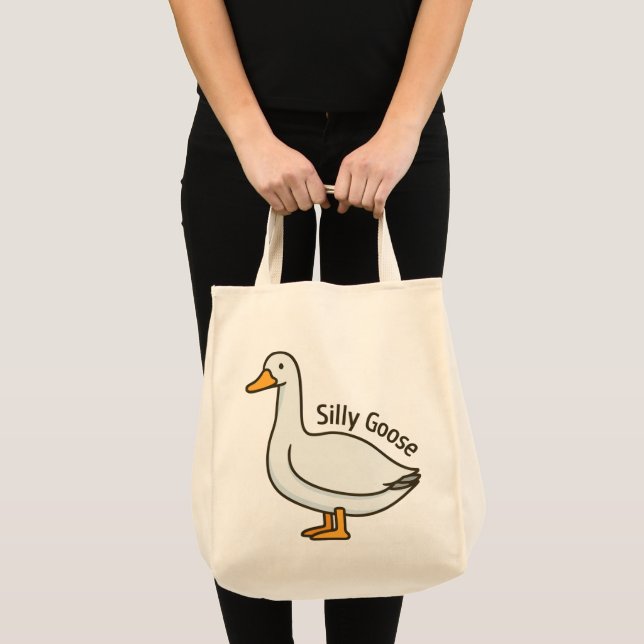 Bolsa Tote Silly Goose Funny Cartoon Goose (Frente (produto))