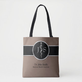 Bolsa Tote Silver Classe Noble Rod of Asclepius Médico