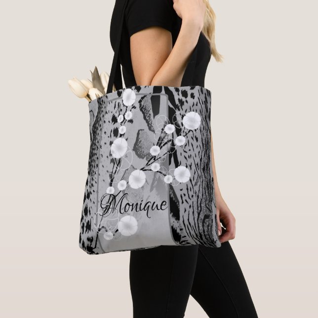 Bolsa Tote Silver Tiger Impressão Floral Personalizado (Close Up)