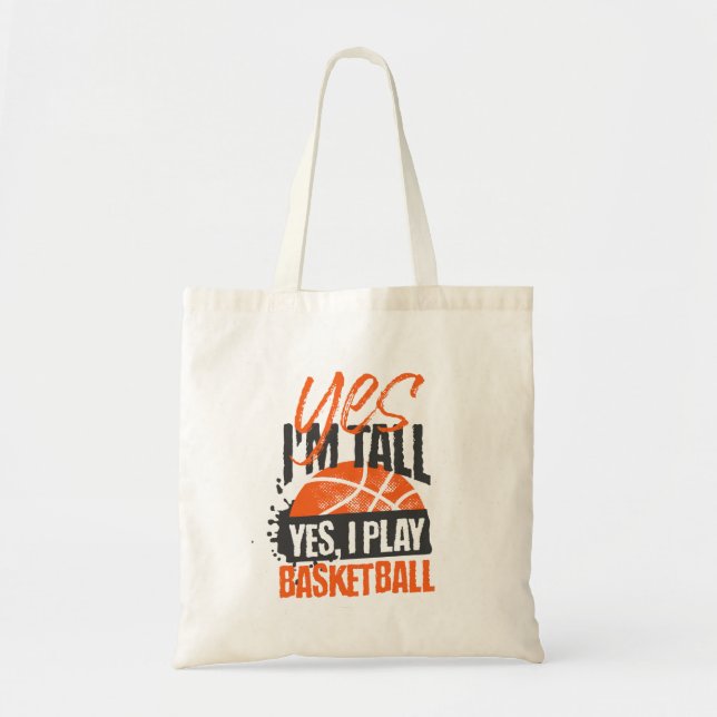 Bolsa Tote Sim, Eu Jogo Basquete Tipografia (Frente)