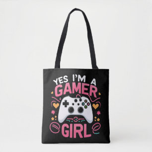 Bolsa Tote Sim, Eu Sou Uma Gamer: Controle Rosa e Branco