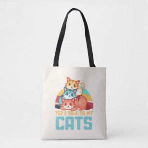 Bolsa Tote Sim, falo com o meu Design de Trio Gato Adorável d