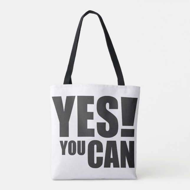 Bolsa Tote SIM, VOCÊ PODE - Design de Cotação Positiva Motiva (Verso)