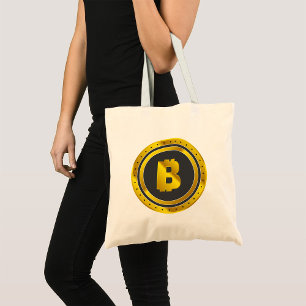 Bolsa Tote Símbolo Bitcoin de Ouro Moeda Digital