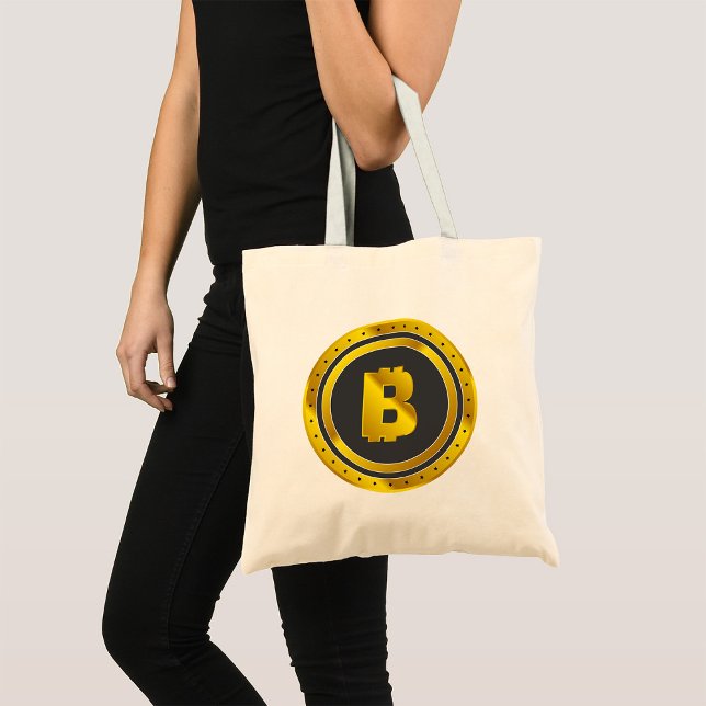 Bolsa Tote Símbolo Bitcoin de Ouro Moeda Digital (Criador carregado)