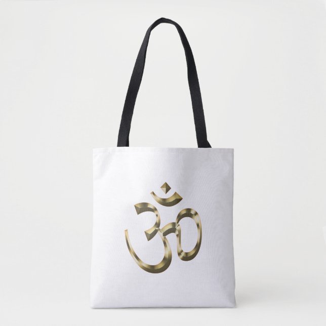 Bolsa Tote Símbolo budista hindu hindu do Om metálico ioga (Frente)