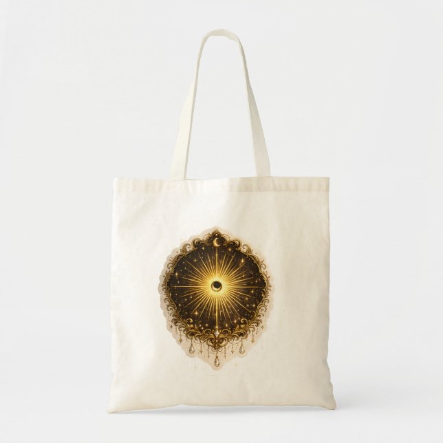 Bolsa Tote Símbolo Celestial do Sol e da Lua Equilíbrio Cósmi (Frente)