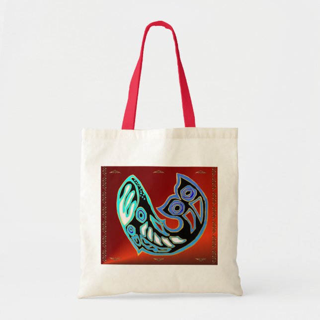 Bolsa Tote Símbolo da baleia no saco vermelho (Frente)