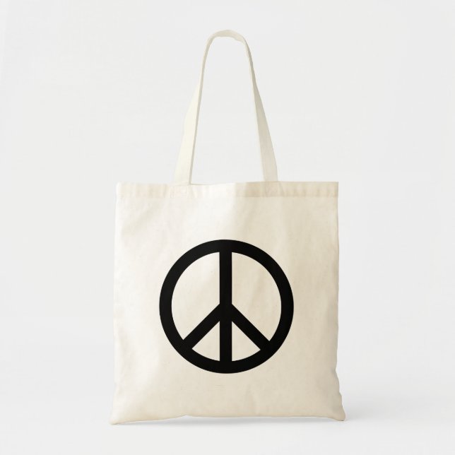 Bolsa Tote Símbolo da paz anti-guerra branco negro moderno (Frente)