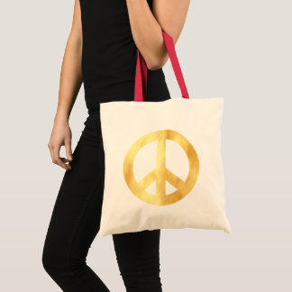 Bolsa Tote Símbolo da Paz em Ouro Macio