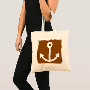 Bolsa Tote Símbolo de Âncora Náutica Sinal Marrom Marina