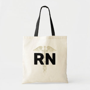 Bolsa Tote Símbolo de Caduceus de Enfermagem RN Negro