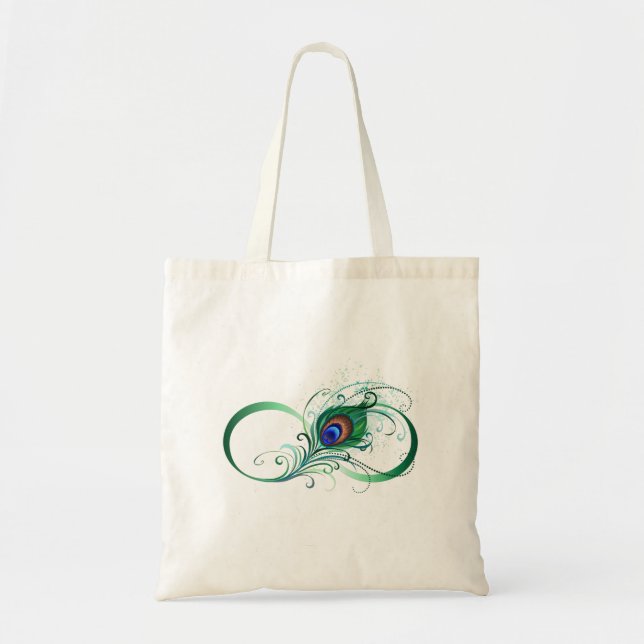 Bolsa Tote Símbolo de Infinito com Pena de Pavão (Frente)