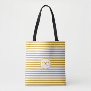 Bolsa Tote Símbolo de Infinito Elegante & Listras Douradas