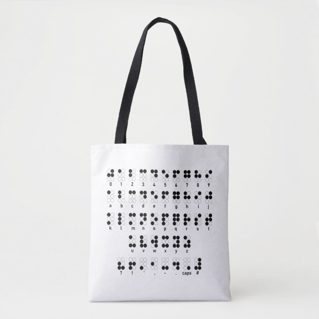 Bolsa Tote Símbolo de letras cego do alfabeto de Braille (Frente)
