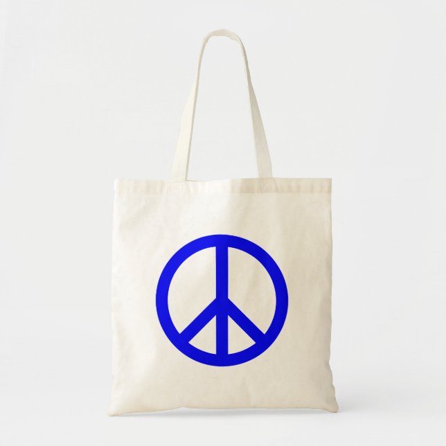 Bolsa Tote Símbolo de paz azul e branco (Frente)