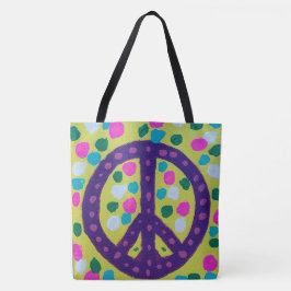 Bolsa Tote Símbolo de Paz Colorido Arte Acrílica
