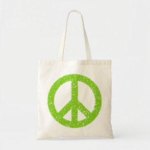 Bolsa Tote Símbolo de paz escrito - Verde marciano