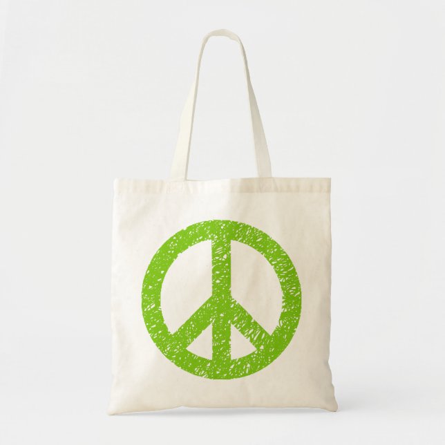 Bolsa Tote Símbolo de paz escrito - Verde marciano (Frente)