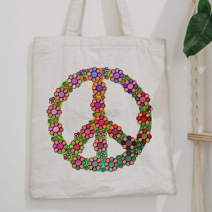 Bolsa Tote Símbolo de sinal de paz da Flor Bonito