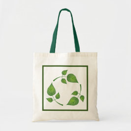 Bolsa Tote Símbolo do reciclar com folhas verdes