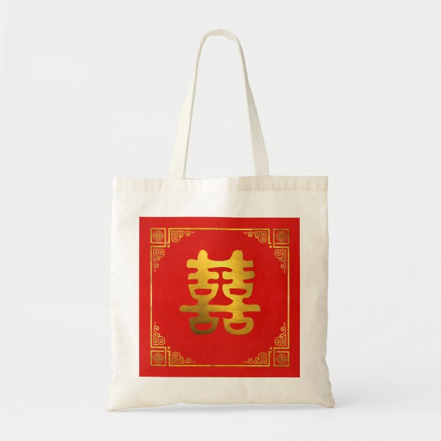 Bolsa Tote Símbolo dobro de Feng Shui da felicidade (Frente)