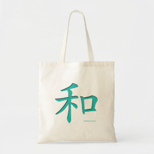 Bolsa Tote Símbolo-Harmonia-Chinês-Letras-Turquesa