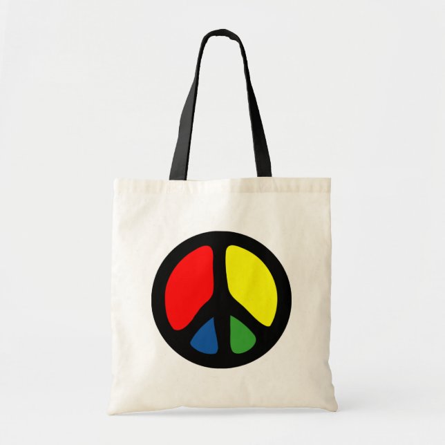Bolsa Tote Símbolo Hippy Groovy Peace (Frente)