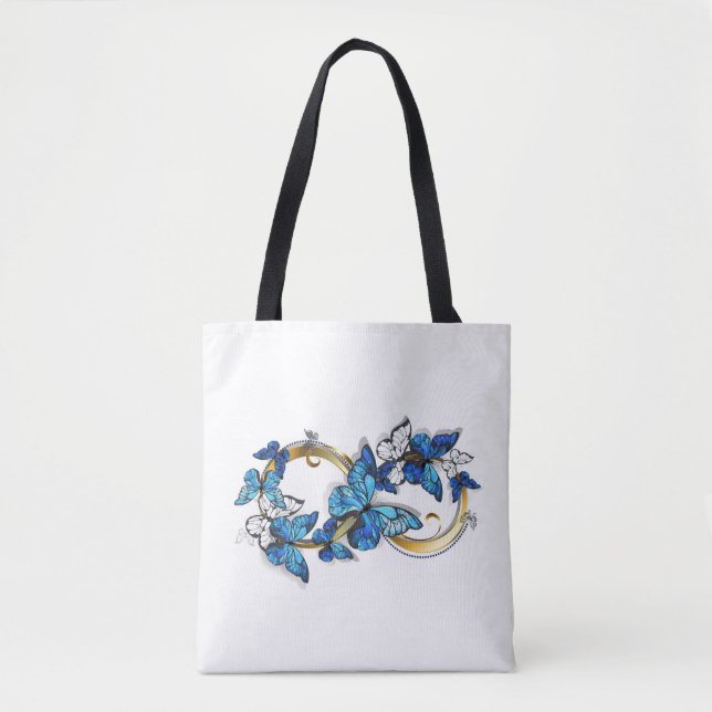 Bolsa Tote Símbolo Infinito de Borboletas Azuis Morpho (Frente)