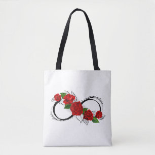 Bolsa Tote Símbolo Infinity com Rosa vermelha