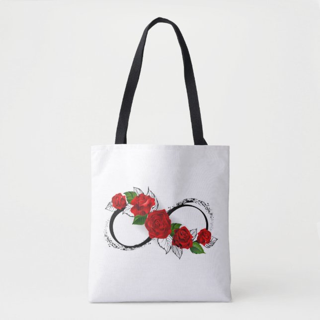 Bolsa Tote Símbolo Infinity com Rosa vermelha (Frente)