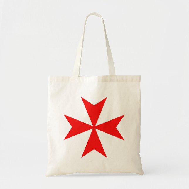 Bolsa Tote símbolo malta templar tricota vermelho cruz (Frente)