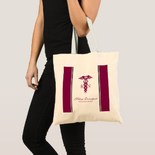 Bolsa Tote Símbolo médico da enfermeira vermelha simples do