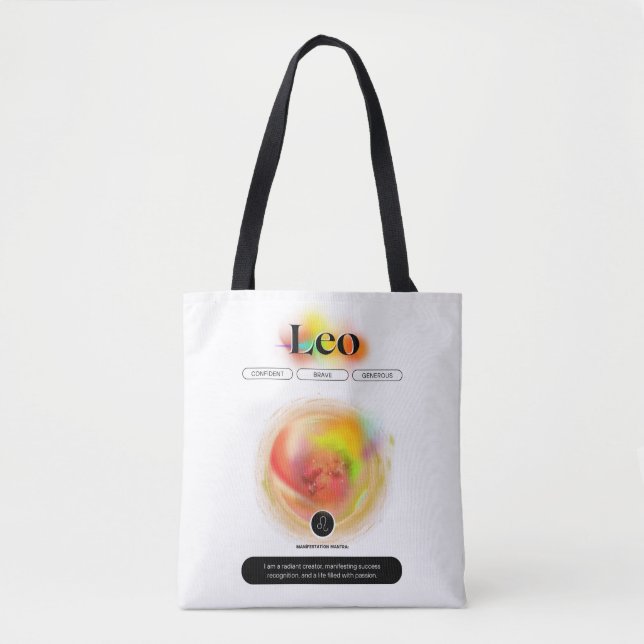 Bolsa Tote Símbolo Moderno Zodiac Cotação Leo | Elemento Fogo (Frente)