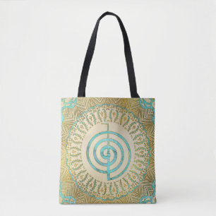 Bolsa Tote Símbolo Pastel e Dourado de Choku Rei na mandala