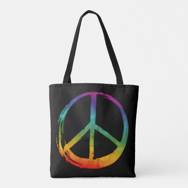 Bolsa Tote Símbolo PEACE - 60s Psicodélico Hippie Tie-Dye (Verso)