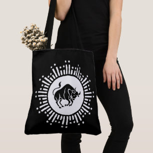 Bolsa Tote Símbolo Taurus Zodiac com Starburst Celestial