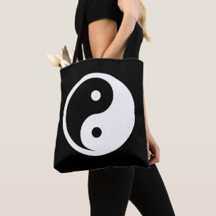 Bolsa Tote Símbolo Yin Yang - tatuagem sólida design 2