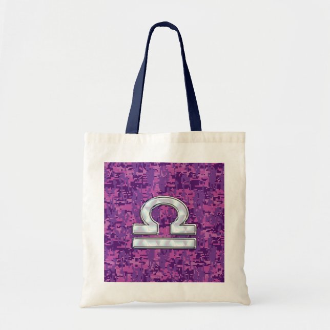 Bolsa Tote Símbolo Zodiac Moderno Libra da Fúchsia Digital Ca (Frente)