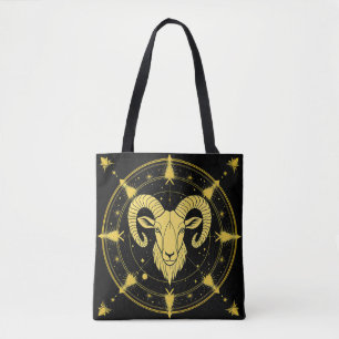 Bolsa Tote Símbolo Zodiac ouro de Aries