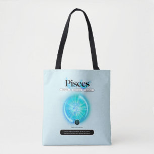 Bolsa Tote Símbolo Zodiano Moderno Peixes Citar Elemento Água