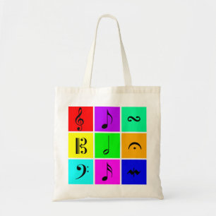 Bolsa Tote símbolos de música brilhantes